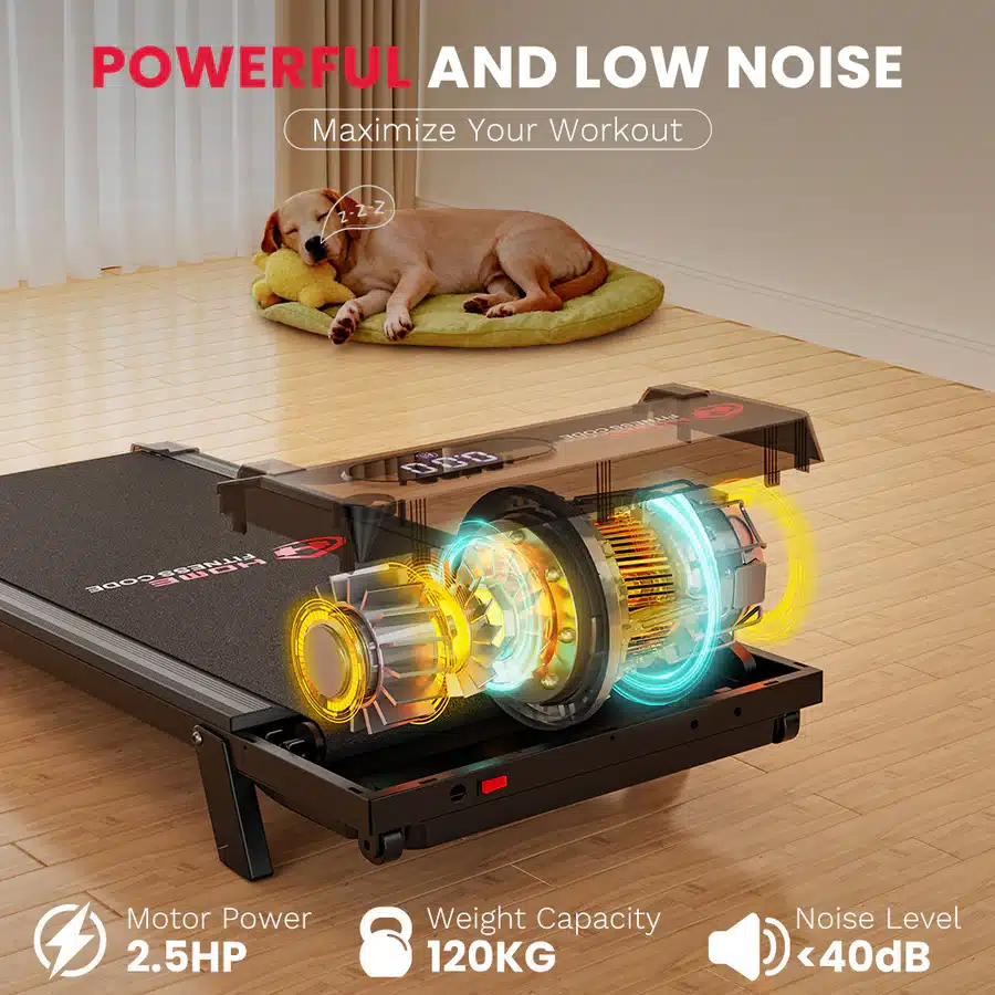 Home Fitness Code Treadmill T7 motor and noise rating, under 40dB