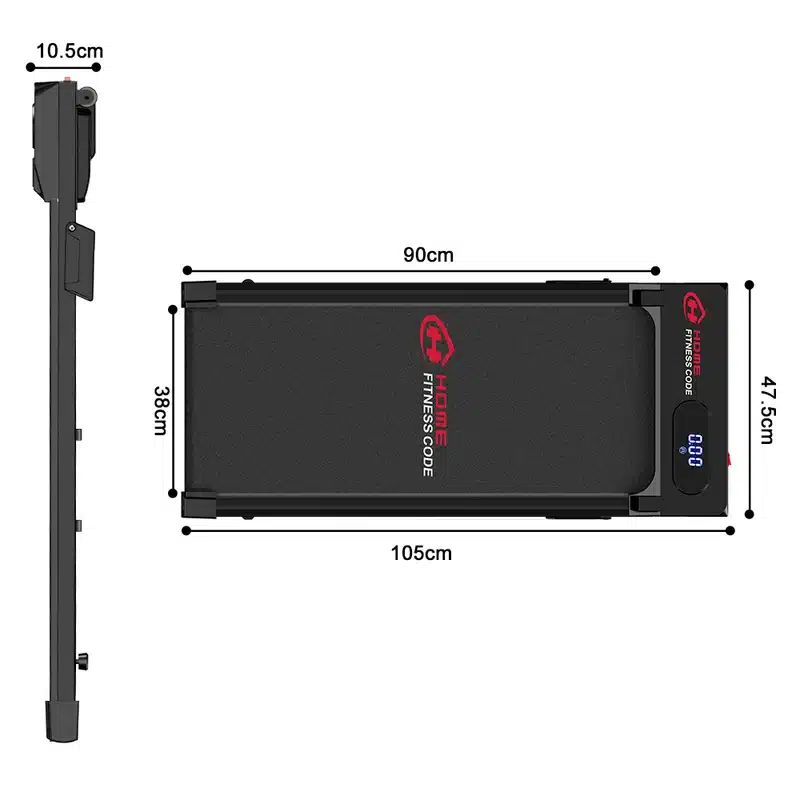 Home Fitness Code Treadmill T7 folded dimensions: 105 x 47.5 x 10.5cm