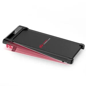 Home Fitness Code Z3 walking pad with its 5% incline raised at the front