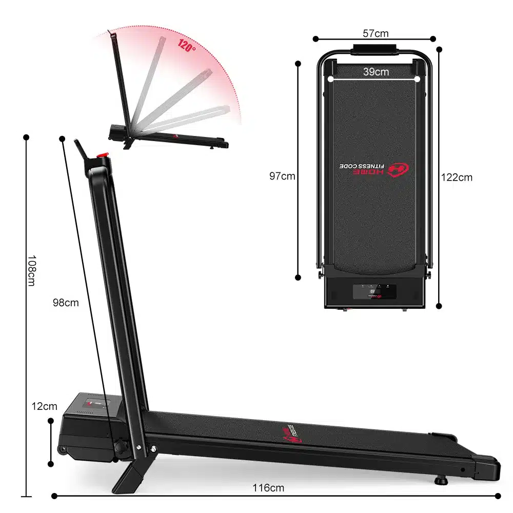 Dimension diagram for the handrail configuration of the C1 showing a 122cm by 57cm footprint